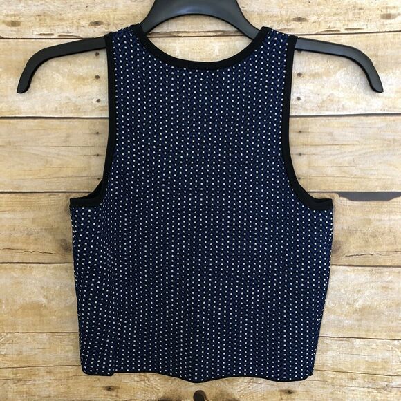 Leith Blue Geometric Print Sleeveless Knit Crop Top - Size Medium - Rayon Blend - Picture 7 of 7